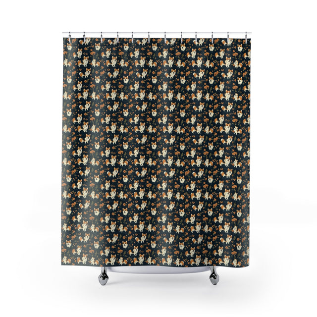 Autumn Bloom Corgis Shower Curtain