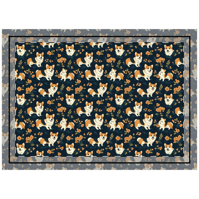 Autumn Bloom Corgis Throw Pillow