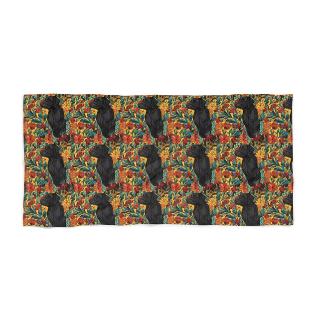 Autumn Bloom Labrador Beach Towel