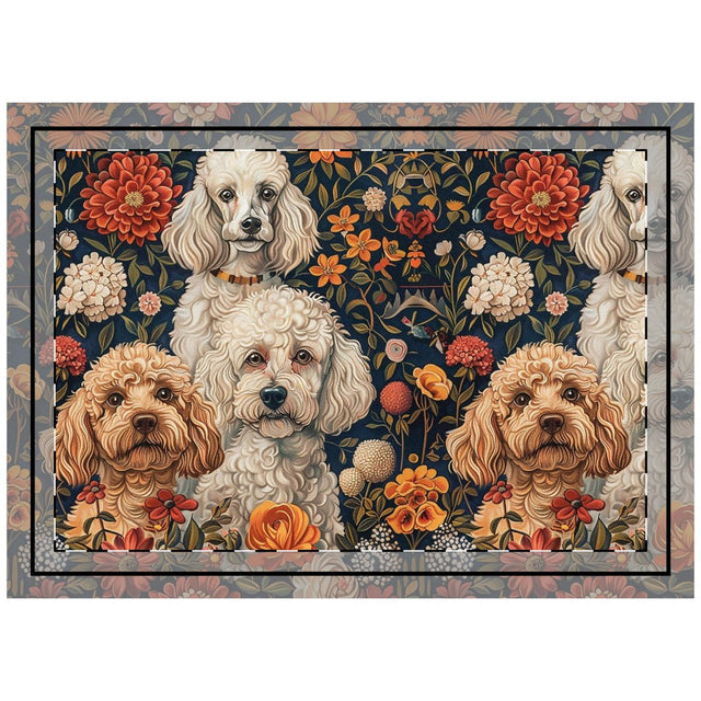 Autumn Bloom Poodles Throw Pillow