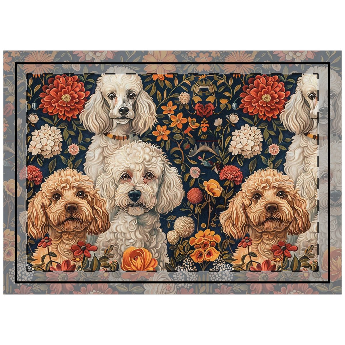 Autumn Bloom Poodles Throw Pillow