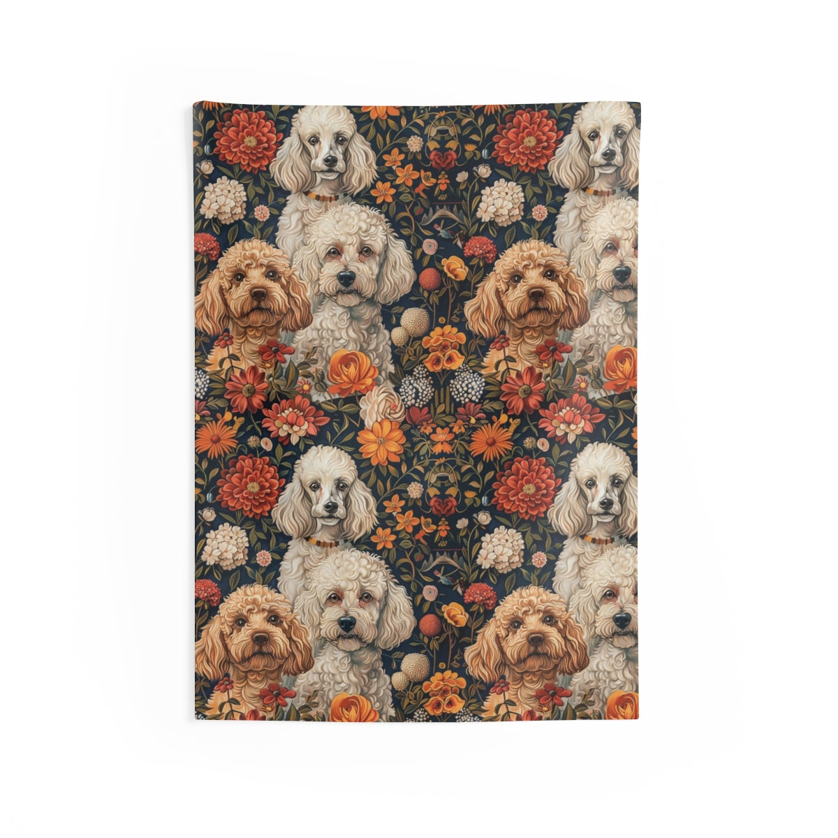 Autumn Bloom Poodles Wall Tapestry