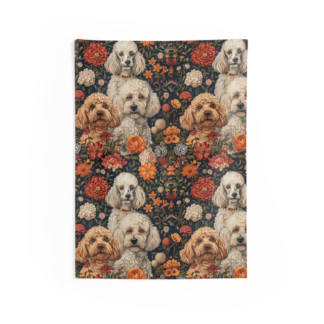 Autumn Bloom Poodles Wall Tapestry