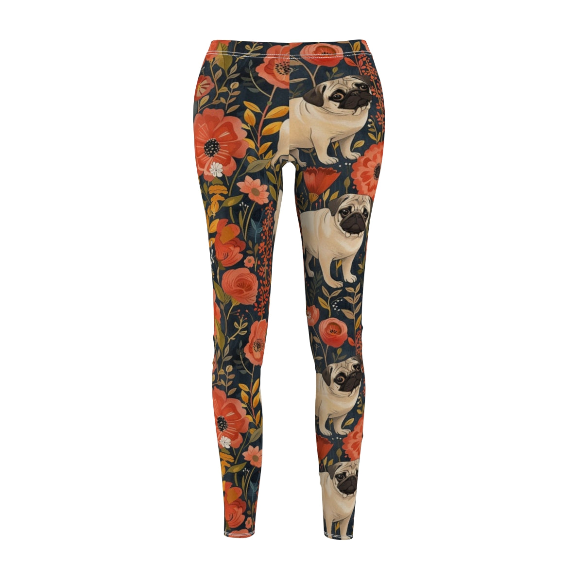 Autumn Bloom Pugs Leggings