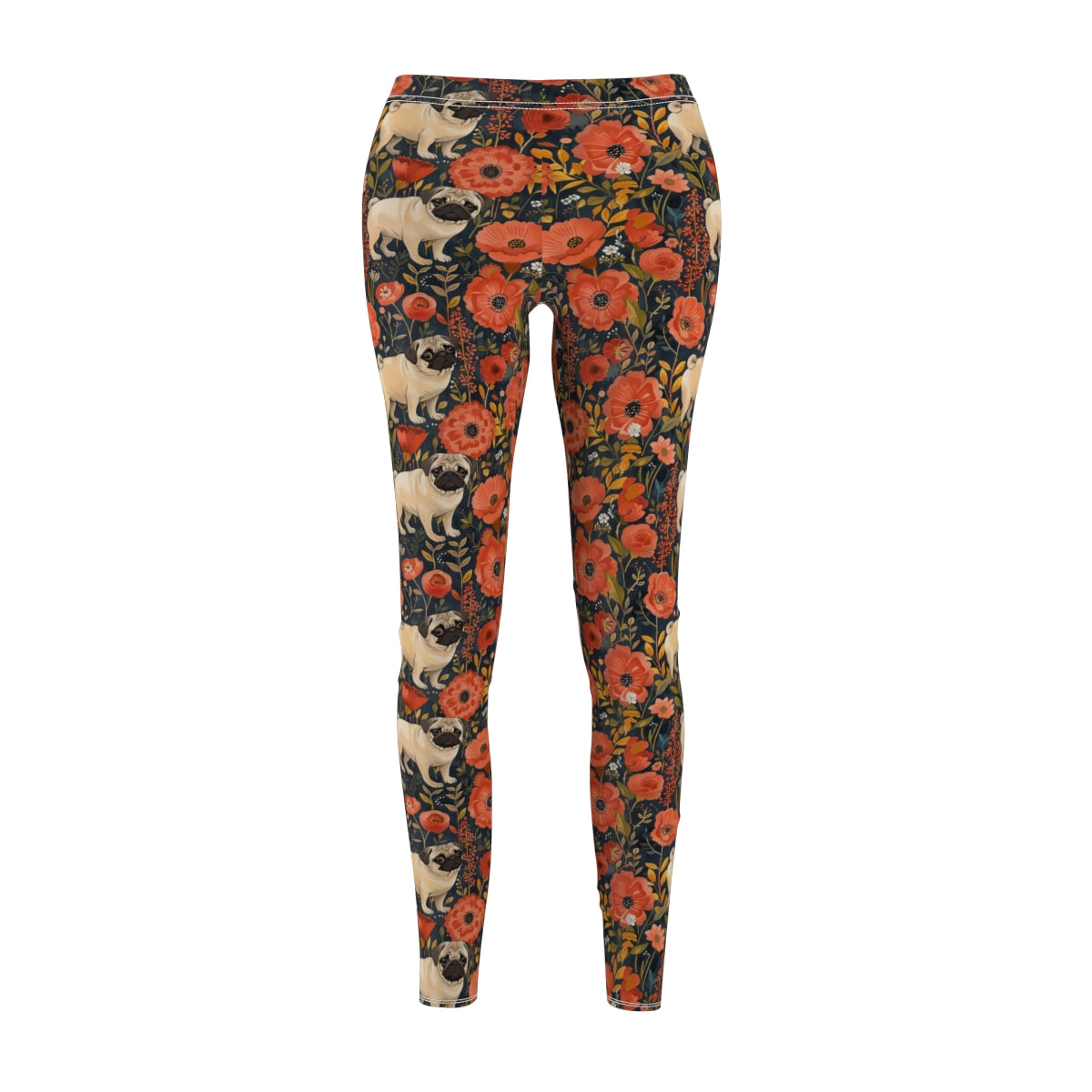 Autumn Bloom Pugs Leggings