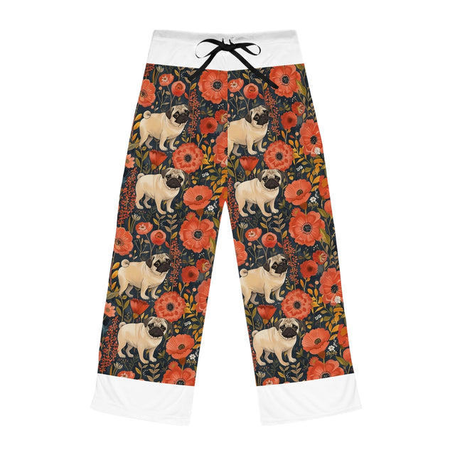 Autumn Bloom Pugs Pajama Pants