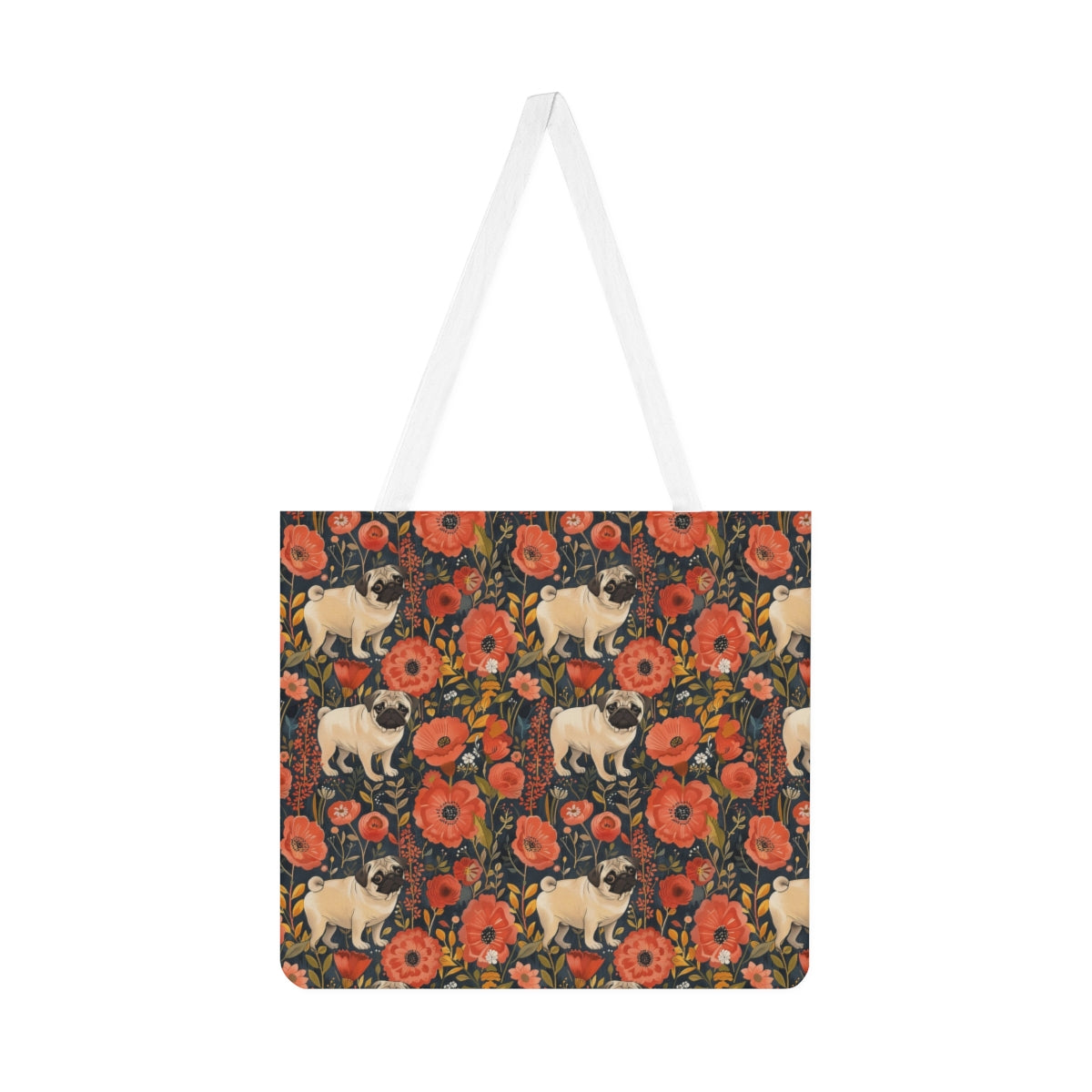 Autumn Bloom Pugs Tote Bag