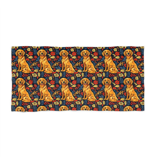 Autumn Bloom Retrievers Beach Towel