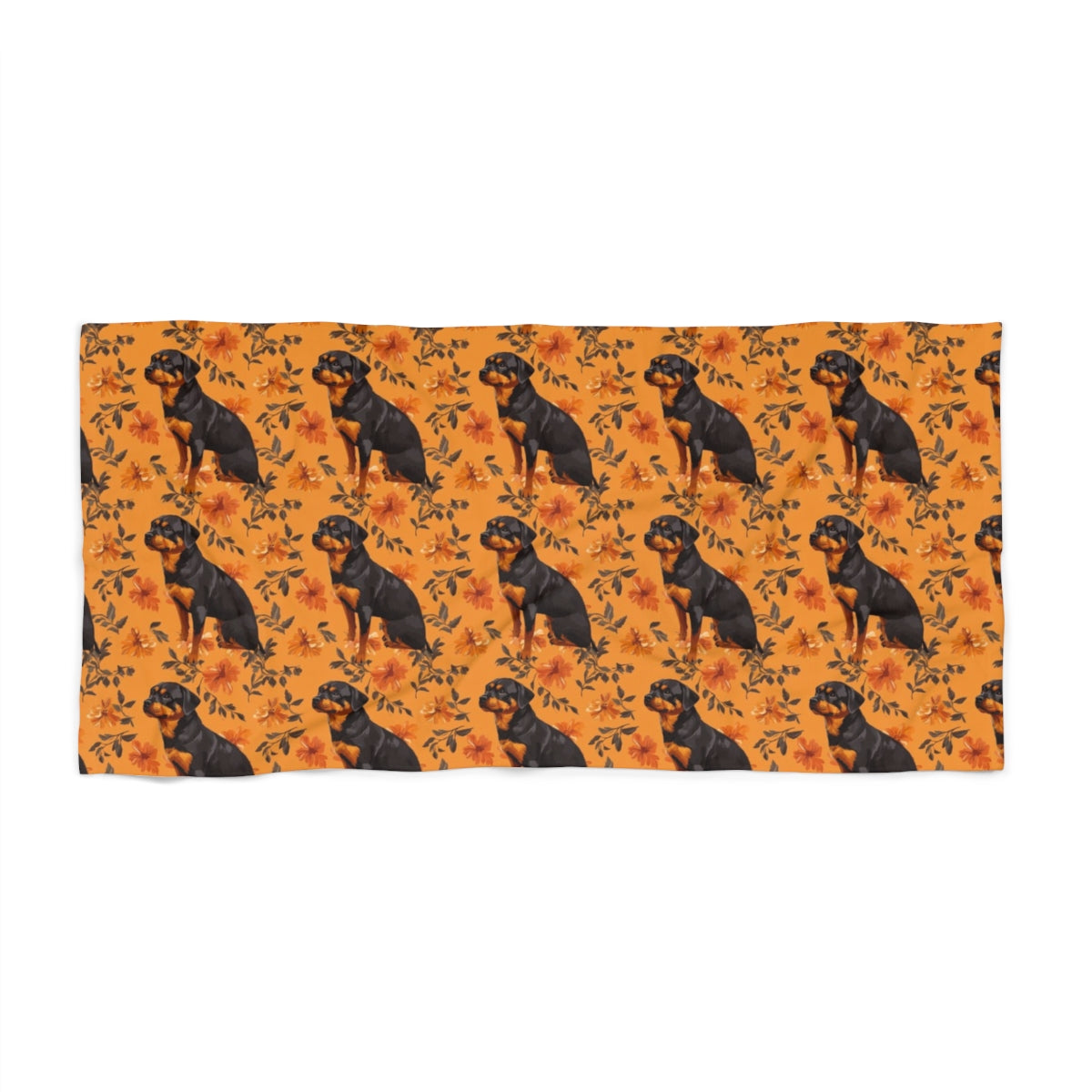 Autumn Bloom Rottweilers Beach Towel