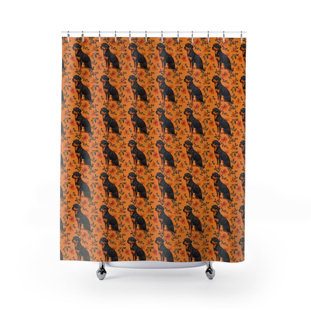 Autumn Bloom Rottweilers Shower Curtain