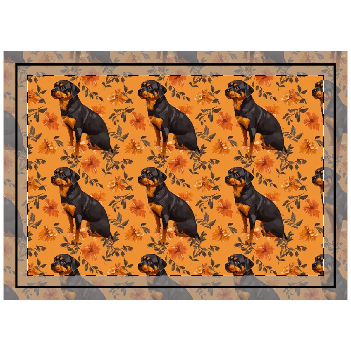 Autumn Bloom Rottweilers Throw Pillow