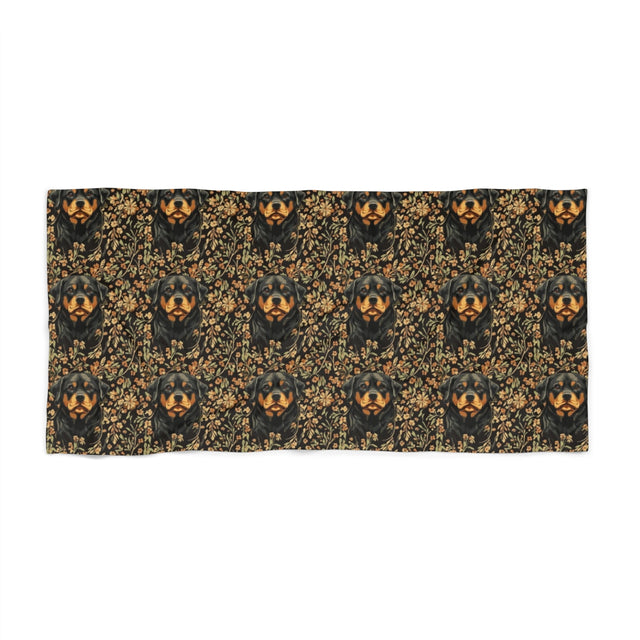 Autumn Blooms Rottweiler Beach Towel