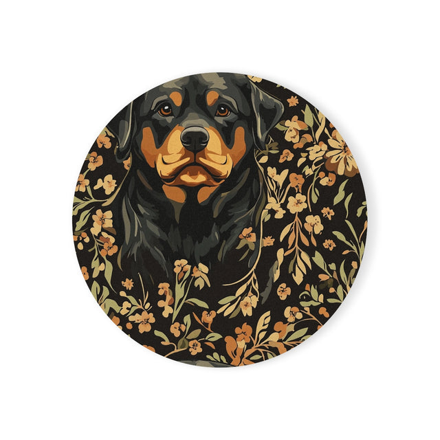 Autumn Blooms Rottweiler Coasters