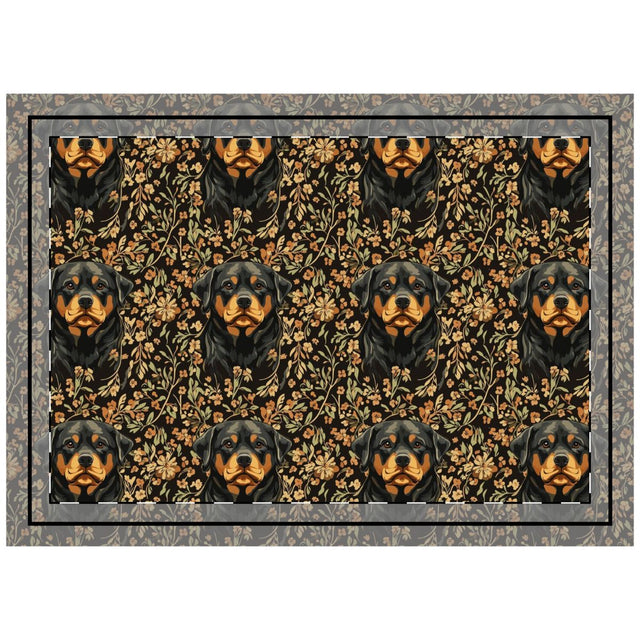 Autumn Blooms Rottweiler Throw Pillow