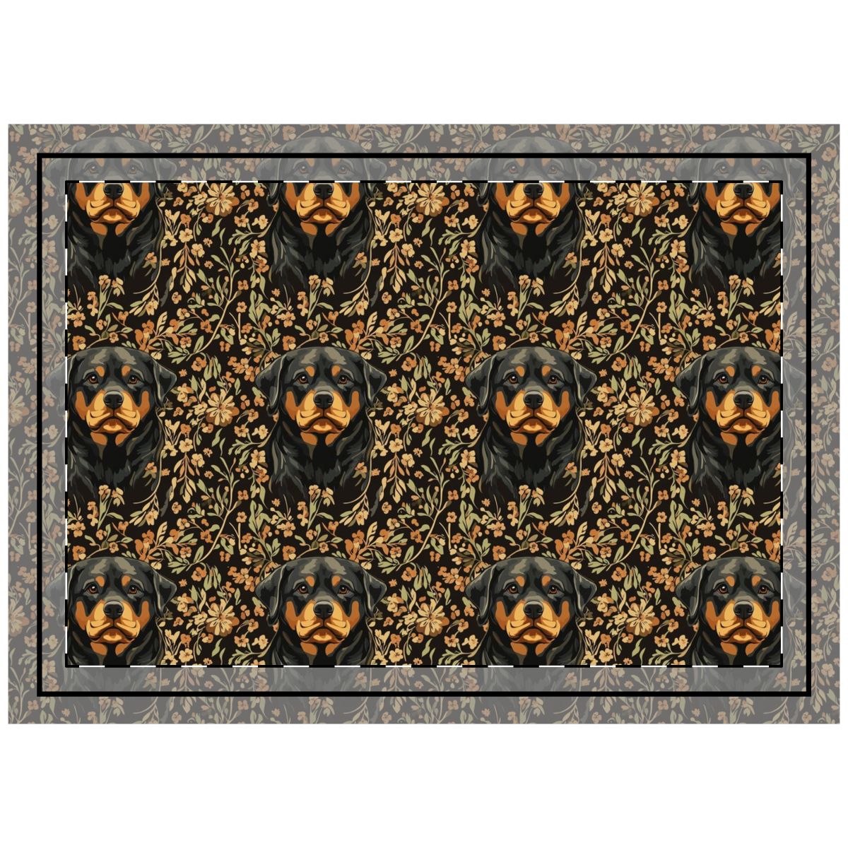 Autumn Blooms Rottweiler Throw Pillow
