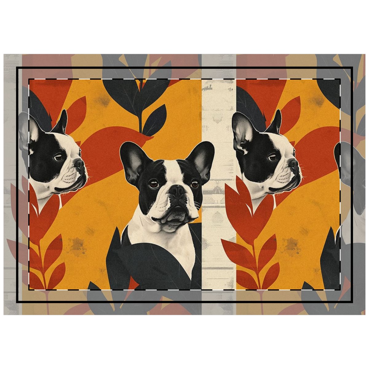 Autumn Collage Frenchies Throw Pillow
