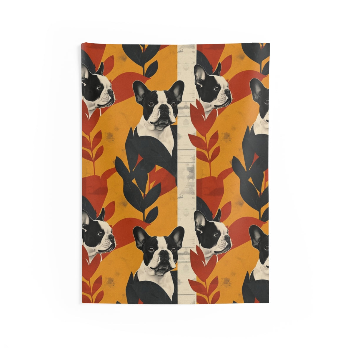 Autumn Collage Frenchies Wall Tapestry