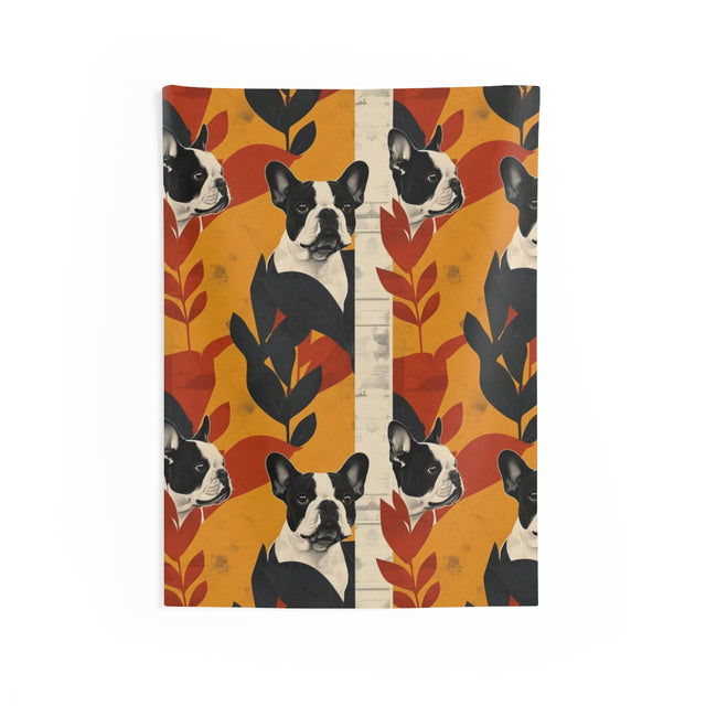 Autumn Collage Frenchies Wall Tapestry