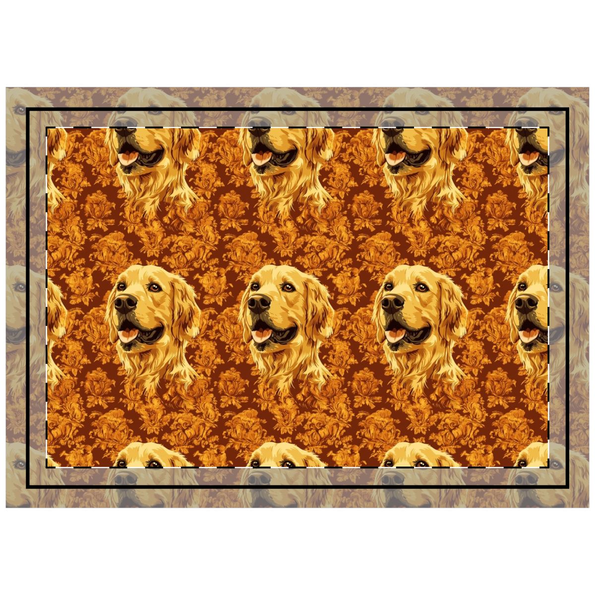 Autumn Damask Goldens Throw Pillow