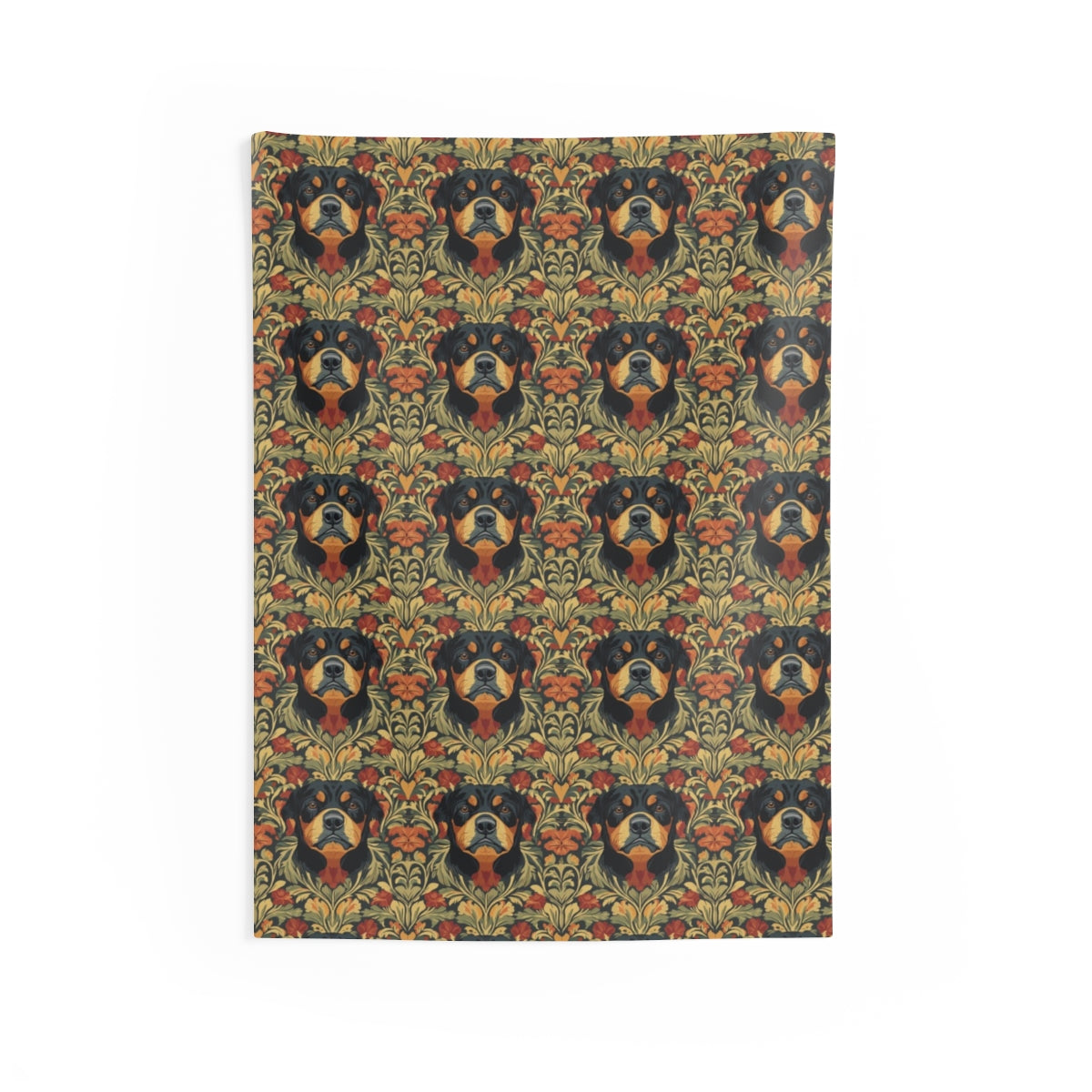 Autumn Damask Rottweilers Wall Tapestry
