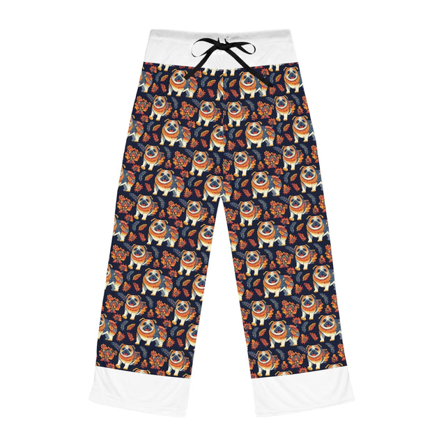 Autumn Folk Pugs Pajama Pants