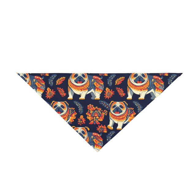 Autumn Folk Pugs Pet Bandana