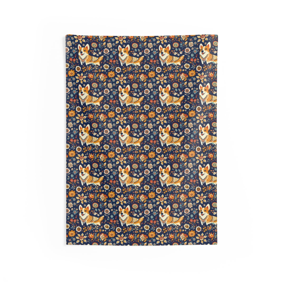 Autumn Folk Tale Corgis Wall Tapestry