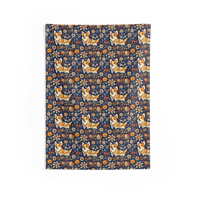 Autumn Folk Tale Corgis Wall Tapestry