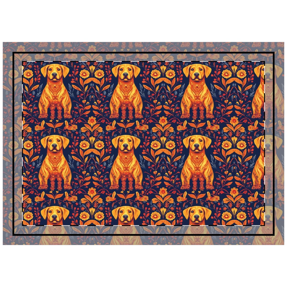 Autumn Folk Tale Labrador Throw Pillow