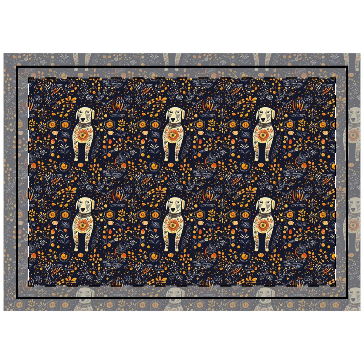 Autumn Folk Tale Labradors Throw Pillow