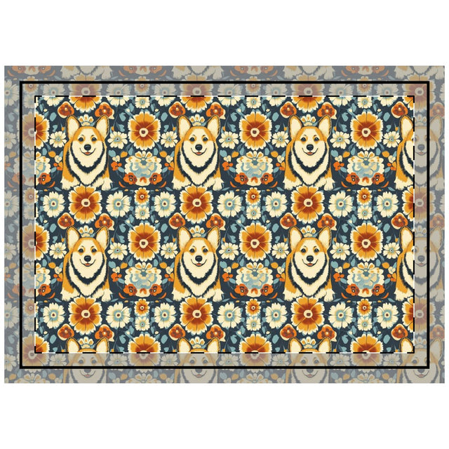 Autumn Garden Corgis Throw Pillow