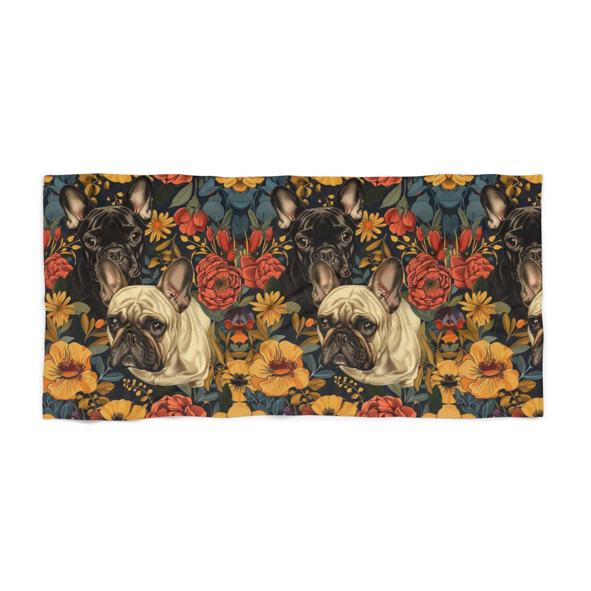 Autumn Garden Frenchies Beach Towel