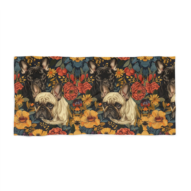 Autumn Garden Frenchies Beach Towel