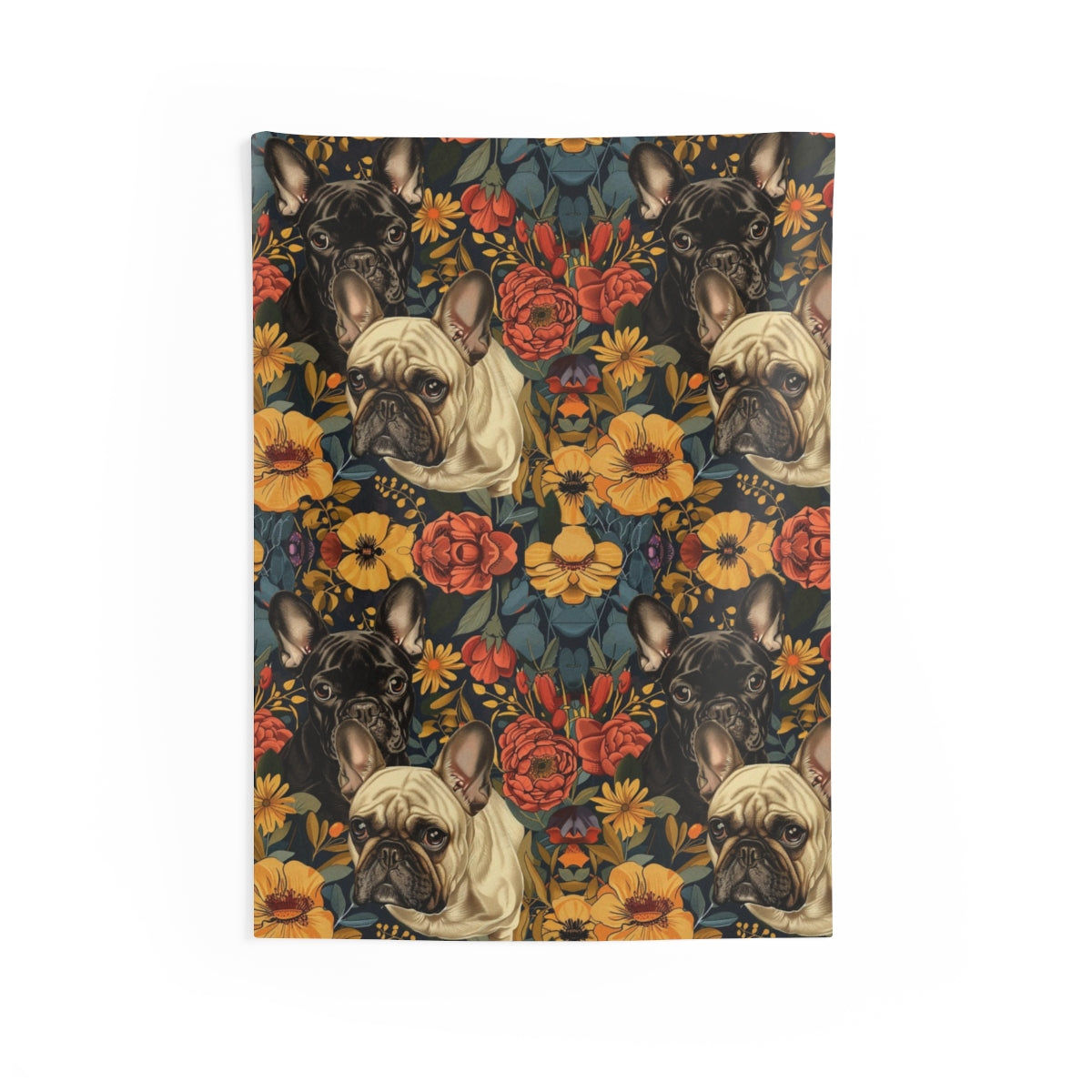 Autumn Garden Frenchies Wall Tapestry