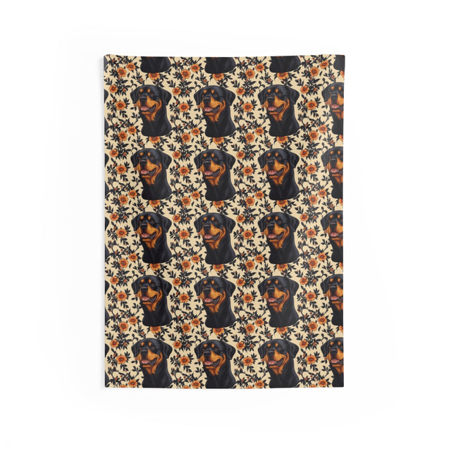 Autumn Garden Rottweilers Wall Tapestry