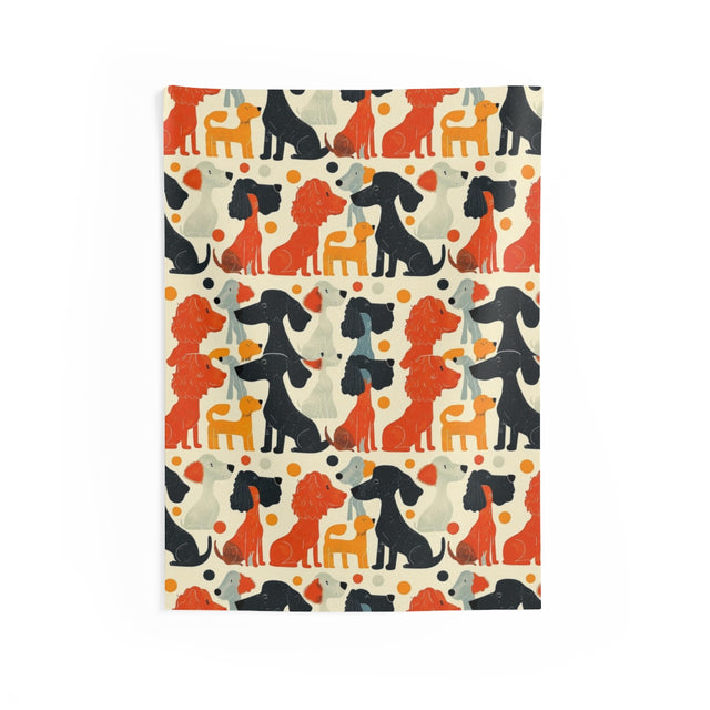 Autumn Gathering Poodles Wall Tapestry