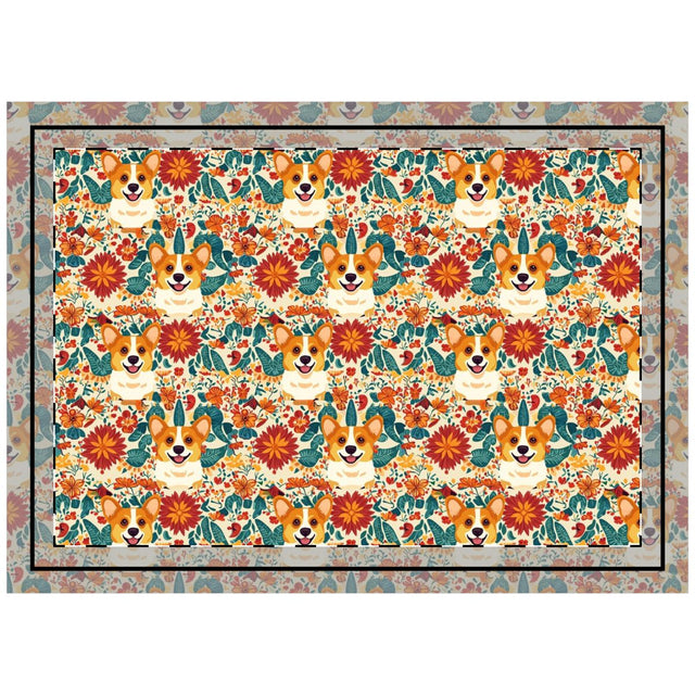 Autumn Harvest Corgis Throw Pillow
