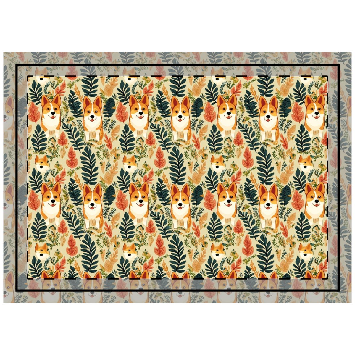 Autumn Meadow Corgis Throw Pillow