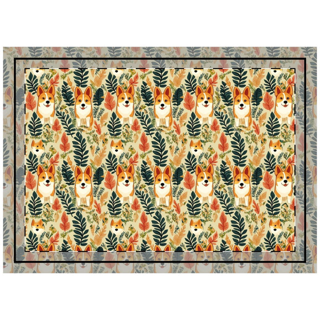 Autumn Meadow Corgis Throw Pillow