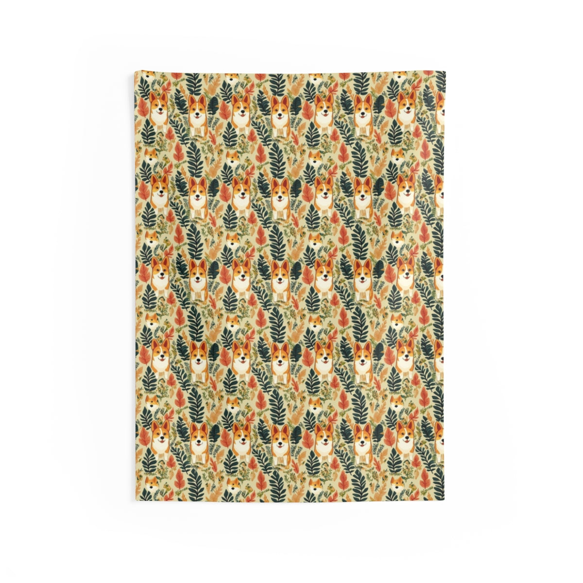 Autumn Meadow Corgis Wall Tapestry