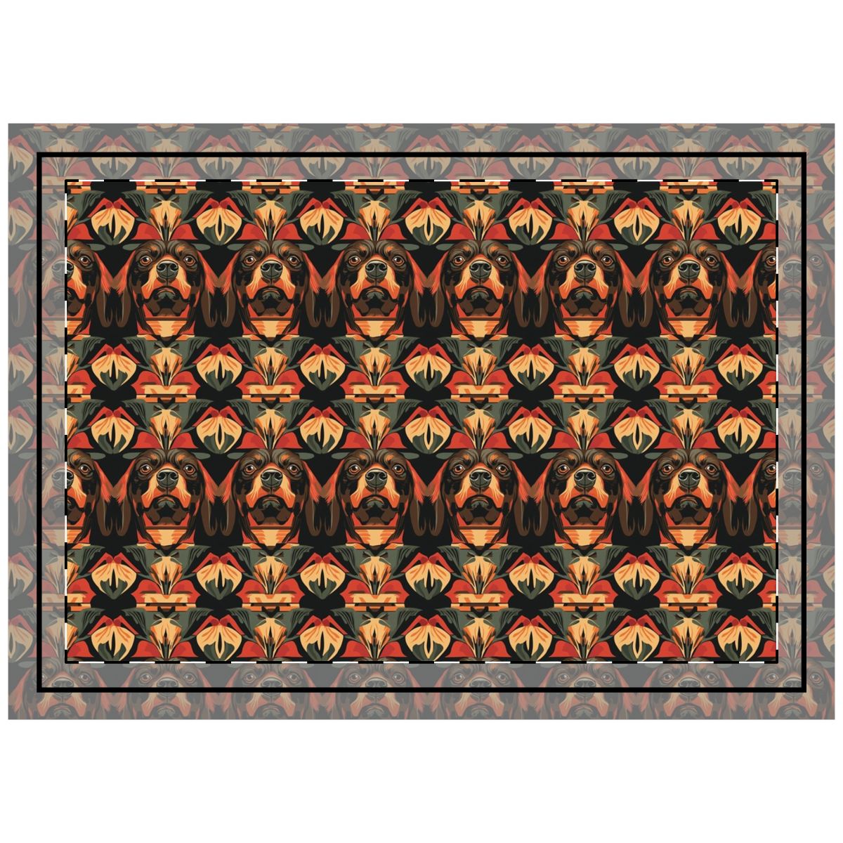 Autumn Nouveau Rottweilers Throw Pillow