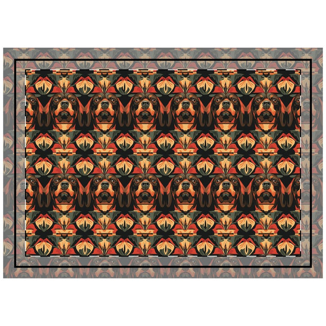 Autumn Nouveau Rottweilers Throw Pillow