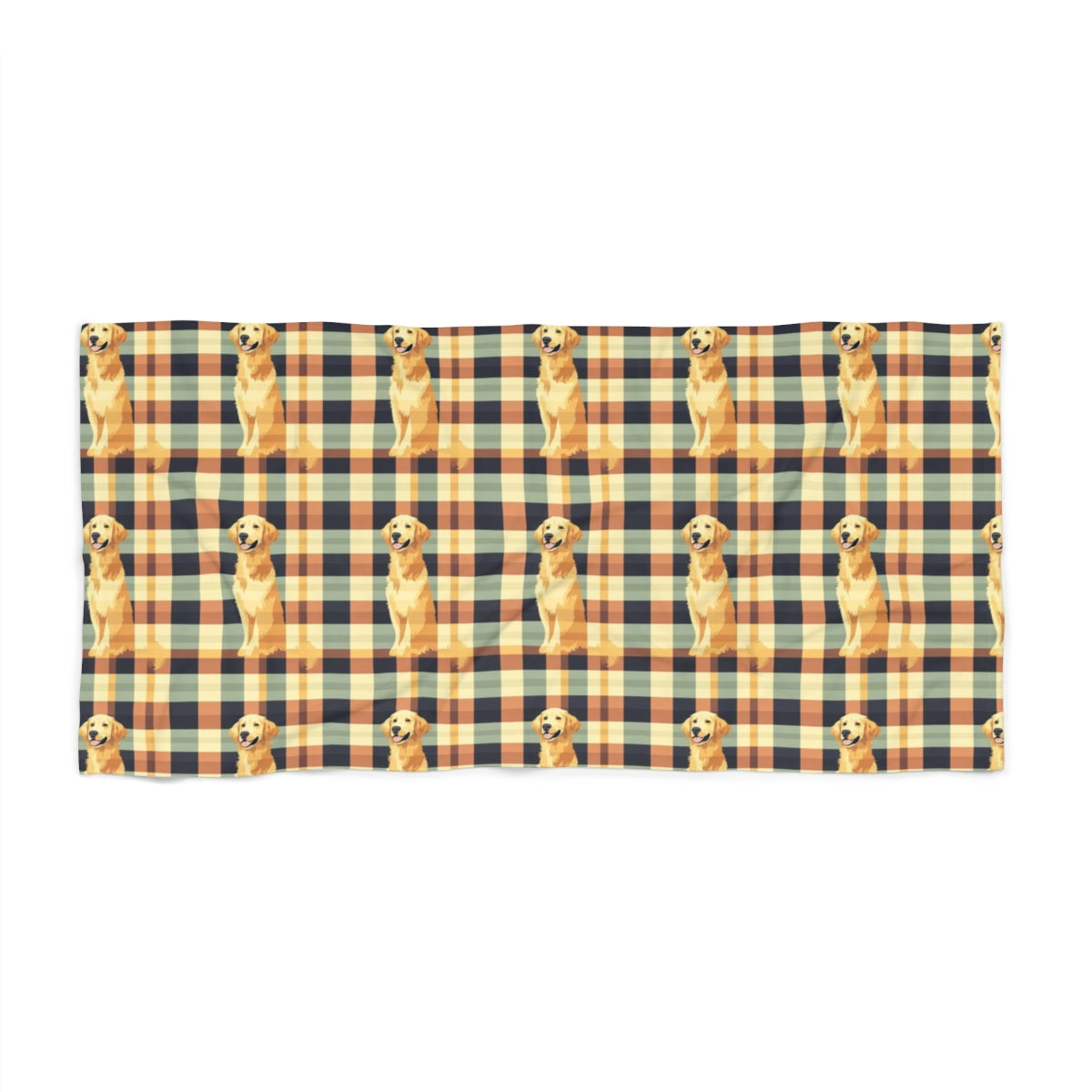 Autumn Plaid Golden Beach Towel