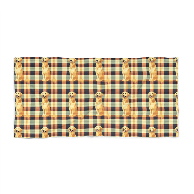 Autumn Plaid Golden Beach Towel