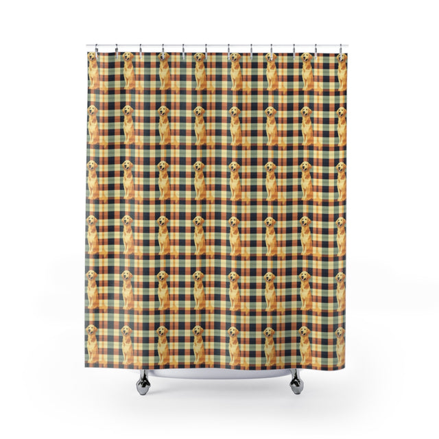 Autumn Plaid Golden Shower Curtain