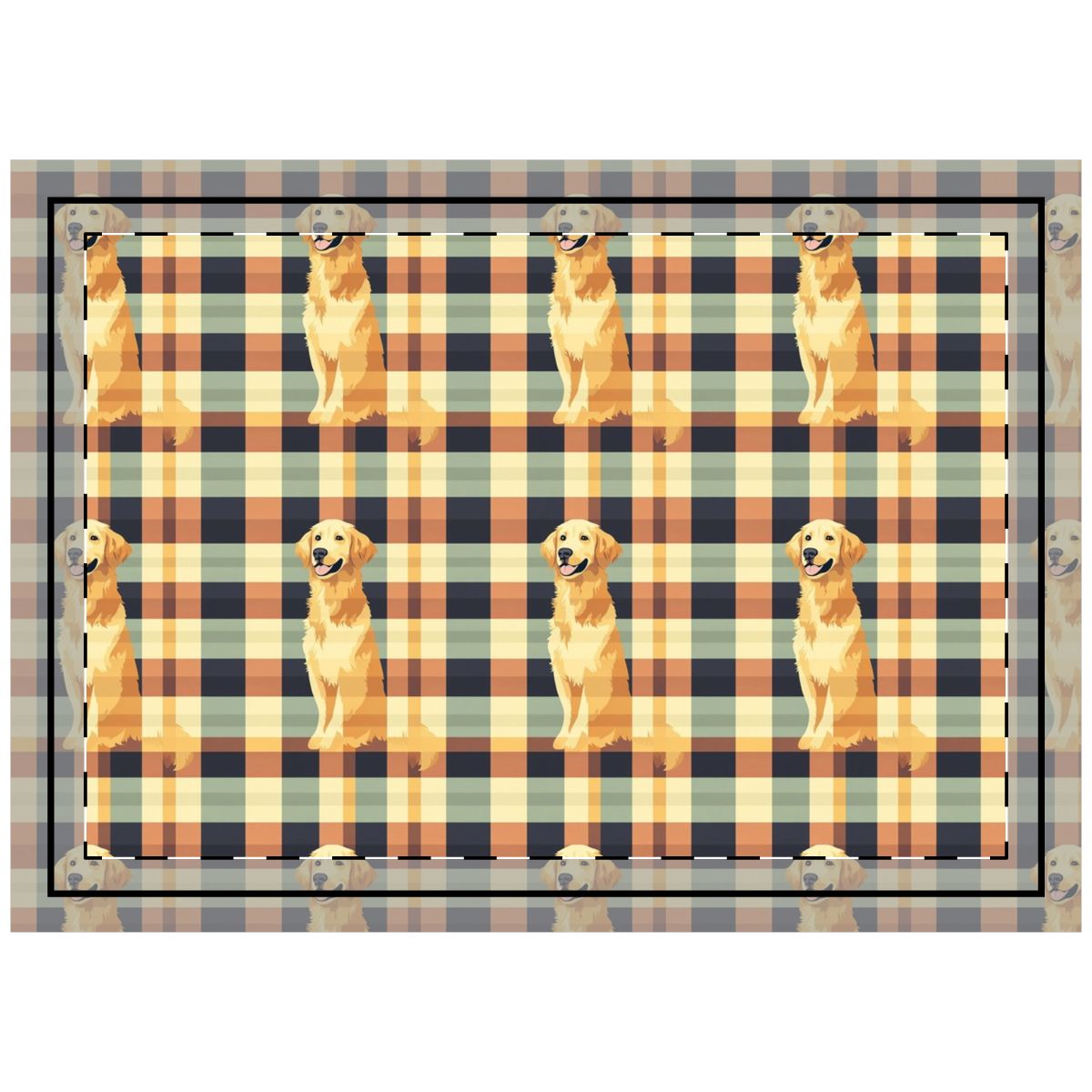 Autumn Plaid Golden Throw Pillow