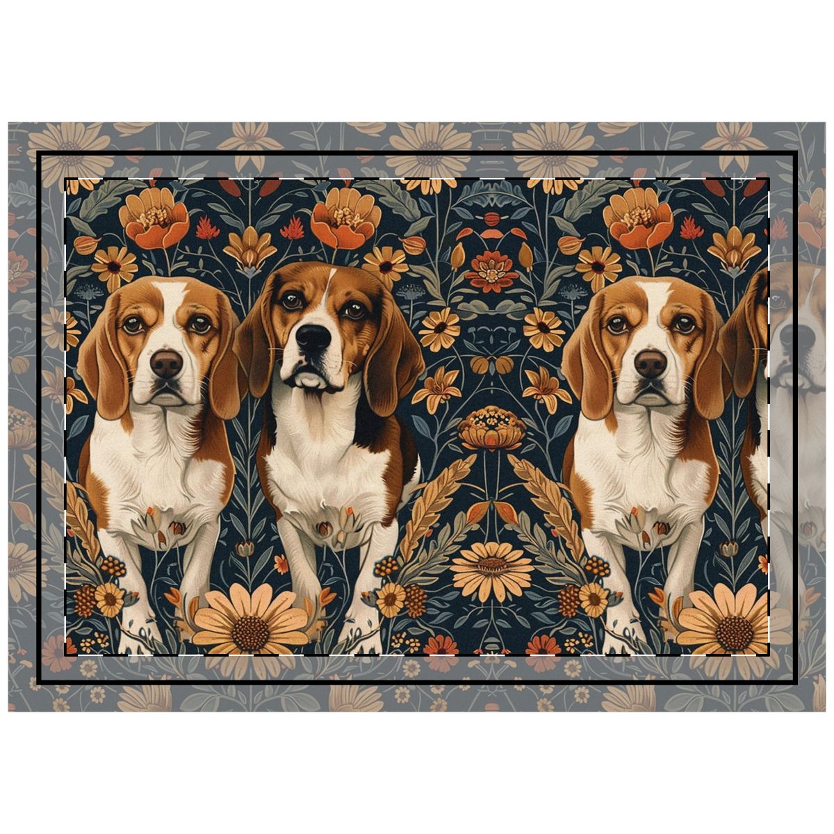 Autumn Tapestry Beagles Throw Pillow