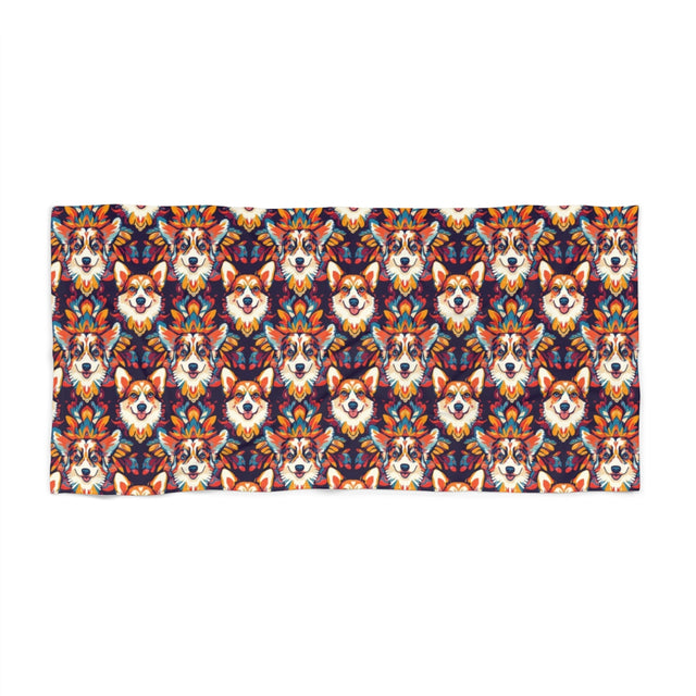 Aztec Sun Corgis Beach Towel