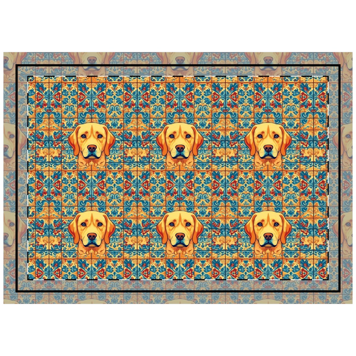Azulejo Labradors Throw Pillow