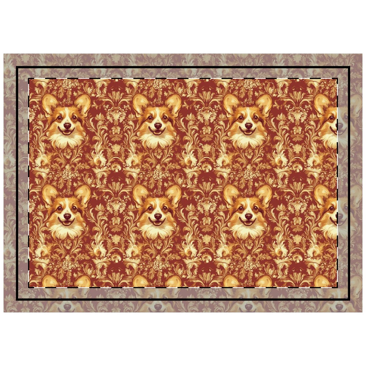 Baroque Bliss Corgis Throw Pillow